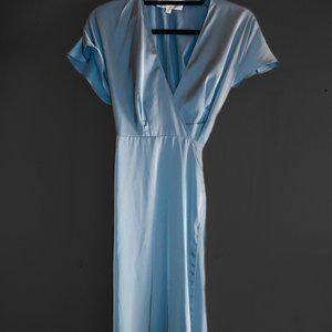 The Baby Blue Satin Maxi Wrap Dress